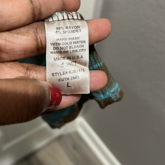 Blue Buttercup/  Cowboy Fringe, Tie Dye Long Cardigan size L Turquoise. - Picture 4 of 7